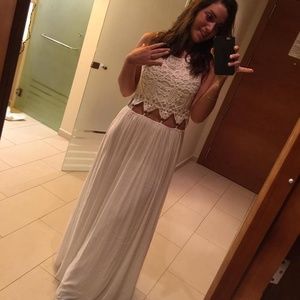 Forever 21 White Maxi Cutout Lace Dress